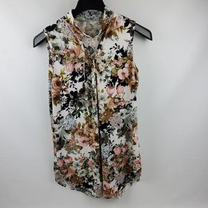 Jasmine Sportswear Sleeveless Front Tie Mini Dress Tunic Blouse Women 2XL Floral